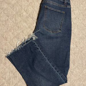 Harper Jeans High Rise Straight Crop Frayed Hem, Size 28